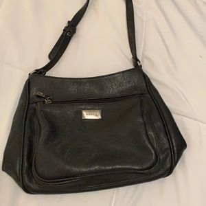 Here is a black leather purse by Guess.